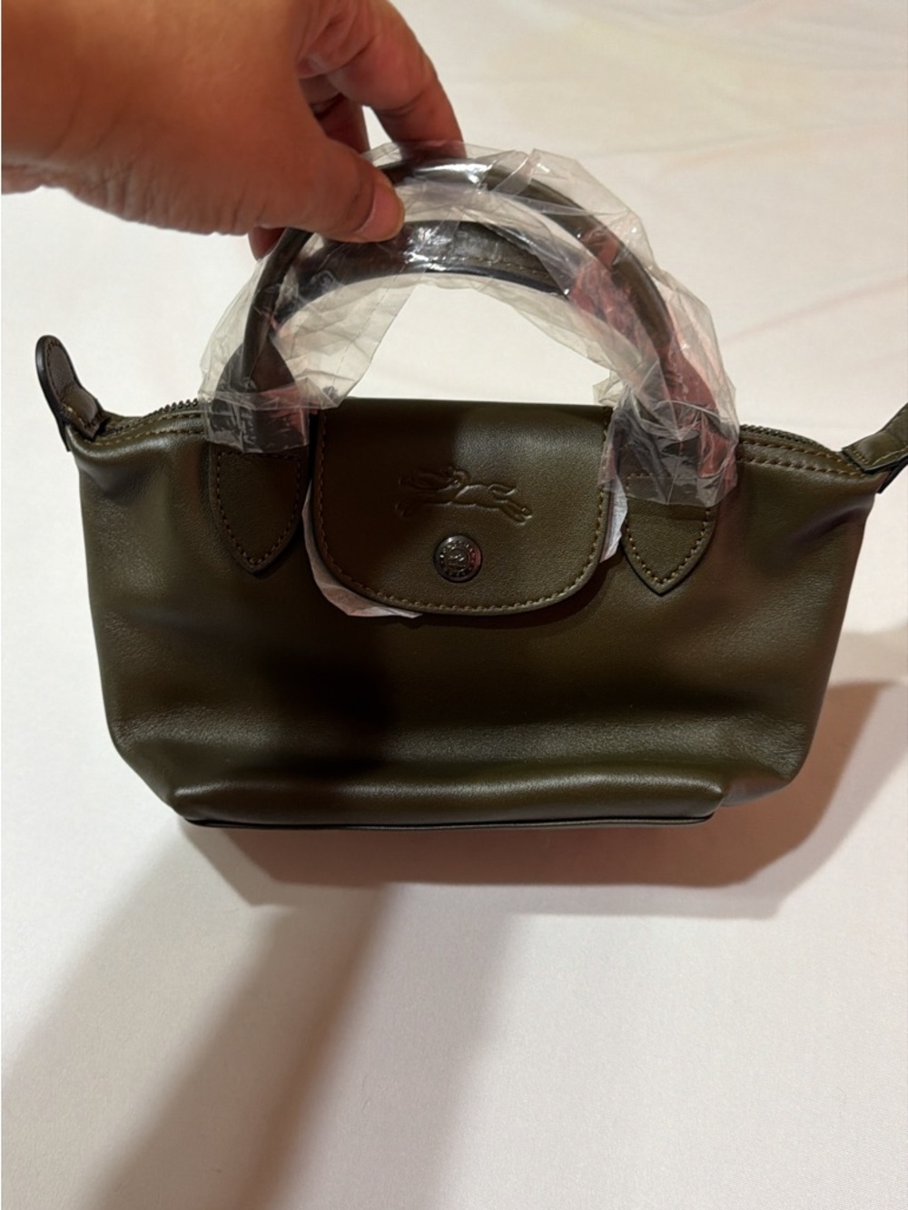 Longchamp Mini Top-Handle Bag in Olive Green